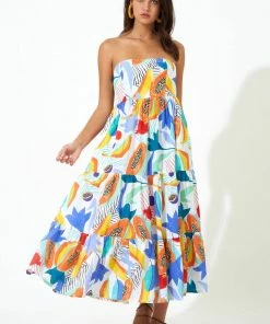 OLIPHANT Tie Back Tiered Maxi- Papaya Yellow