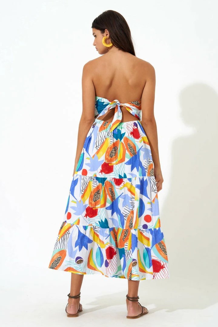 OLIPHANT Tie Back Tiered Maxi- Papaya Yellow 4 OLIPHANT Tie Back Tiered Maxi- Papaya Yellow