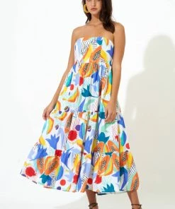 OLIPHANT Tie Back Tiered Maxi- Papaya Yellow 7 OLIPHANT Tie Back Tiered Maxi- Papaya Yellow
