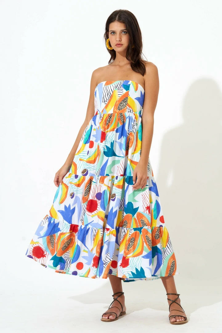 OLIPHANT Tie Back Tiered Maxi- Papaya Yellow 5 OLIPHANT Tie Back Tiered Maxi- Papaya Yellow