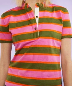 Cynthia Rowley Stripe Polo Tee WHAT'S HOT