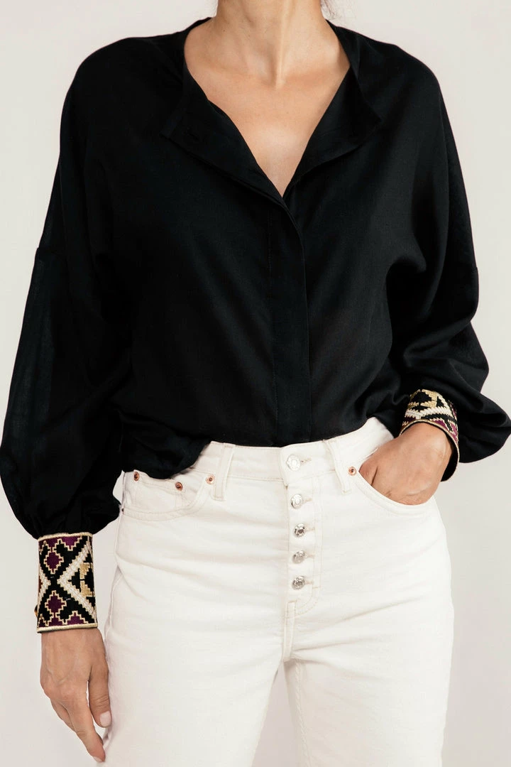 RosewaterHouse Tops Cotton Yar Blouse - Black 3 RosewaterHouse Tops Cotton Yar Blouse - Black