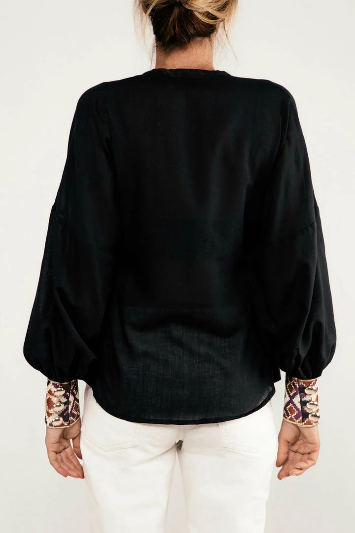 RosewaterHouse Tops Cotton Yar Blouse - Black 5 RosewaterHouse Tops Cotton Yar Blouse - Black
