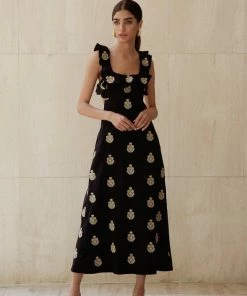 RosewaterHouse CLOTHING Malika Dress - Black & Gold