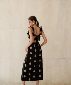 RosewaterHouse CLOTHING Malika Dress - Black & Gold