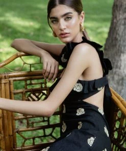 RosewaterHouse CLOTHING Malika Dress - Black & Gold