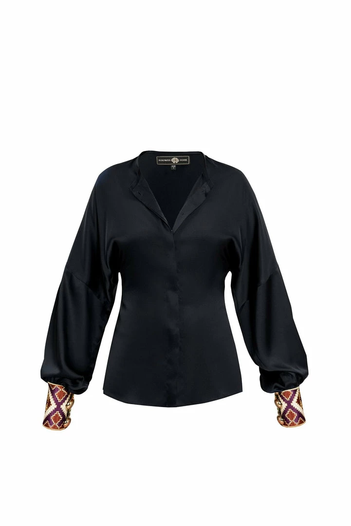 RosewaterHouse Silk Yar Blouse - Black 3 RosewaterHouse Silk Yar Blouse - Black