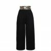 RosewaterHouse Raha Wide Leg Cropped Pants - Black