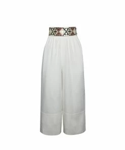 RosewaterHouse Raha Wide Leg Cropped Pants - White