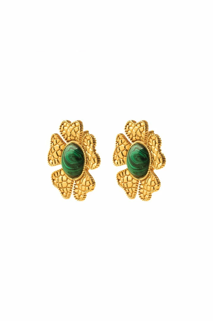 RosewaterHouse ACCESSORIES Sogol Earrings - Malachite 4 RosewaterHouse ACCESSORIES Sogol Earrings - Malachite