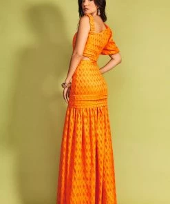 Cristina Sabatini Sunset Orange/ Cora One Shoulder Maxi Dress Calling All Colors
