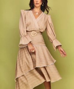 Cristina Sabatini Sand/ Mila Maxi Midi Dress WHAT'S HOT