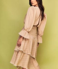 Cristina Sabatini Sand/ Mila Maxi Midi Dress WHAT'S HOT