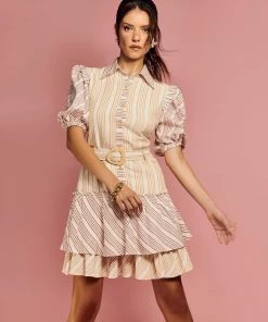 Cristina Sabatini Mutli/ Ava Puff Sleeve Mini Dress WHAT'S HOT