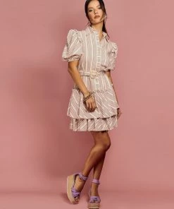 Cristina Sabatini Rust/ Ava Puff Sleeve Mini Dress