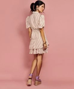 Cristina Sabatini Rust/ Ava Puff Sleeve Mini Dress