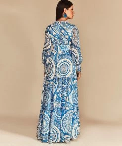 Cristina Sabatini Coral/ Faith Long Sleeve Maxi Dress