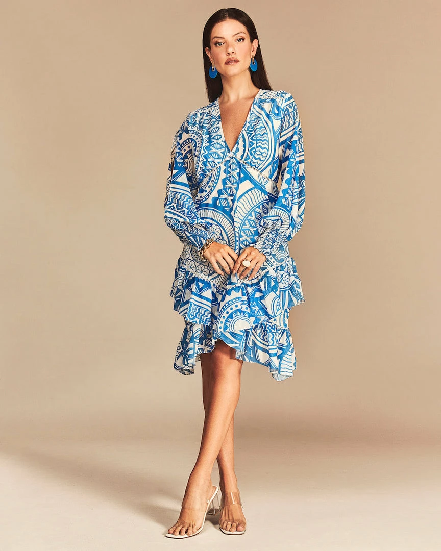 Cristina Sabatini WHAT'S HOT Ocean/ Kylie Long Sleeve Mini Dress 6 Cristina Sabatini WHAT'S HOT Ocean/ Kylie Long Sleeve Mini Dress