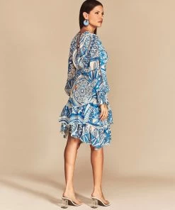 Cristina Sabatini Coral/ Kylie Long Sleeve Mini Dress