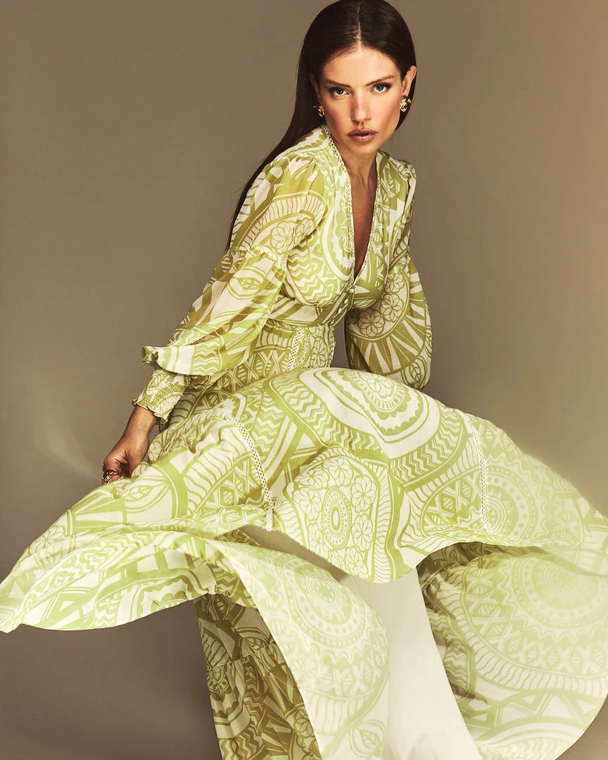 Cristina Sabatini Lime/ Faith Long Sleeve Maxi Dress 3 Cristina Sabatini Lime/ Faith Long Sleeve Maxi Dress
