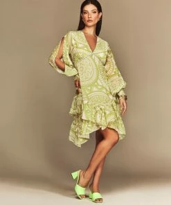 Cristina Sabatini Coral/ Kylie Long Sleeve Mini Dress