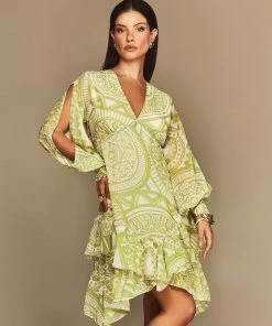 Cristina Sabatini Lime/ Kylie Long Sleeve Mini Dress