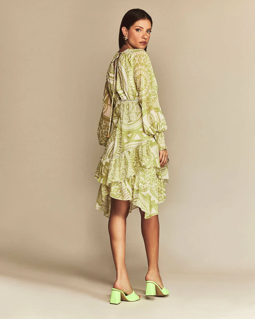 Cristina Sabatini Lime/ Kylie Long Sleeve Mini Dress 5 Cristina Sabatini Lime/ Kylie Long Sleeve Mini Dress