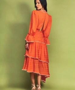Cristina Sabatini Wedding Guest Shop Sunset Orange/ Mila Maxi Midi Dress