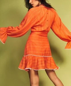 Cristina Sabatini Sunset Orange/ Nova Puff Sleeve Mini Dress WHAT'S HOT