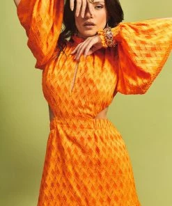 Cristina Sabatini Sand/ Ariana Long Sleeve Mini Dress WHAT'S HOT