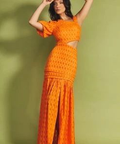 Cristina Sabatini Sunset Orange/ Cora One Shoulder Maxi Dress Calling All Colors