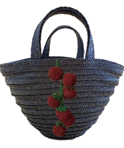 The Kemble Shop Black Straw Cherry Tomato Tote WHAT'S HOT