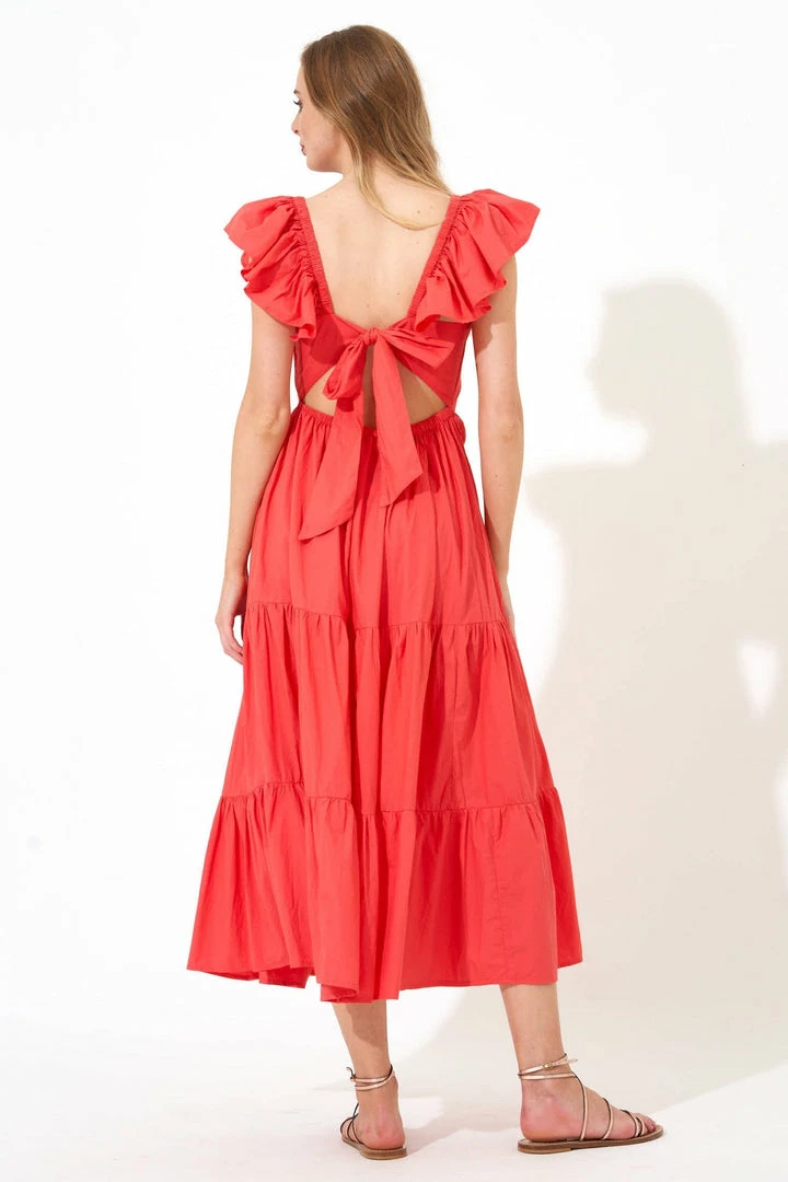 OLIPHANT Flirty Tie Back Maxi- Solid Coral 6 OLIPHANT Flirty Tie Back Maxi- Solid Coral