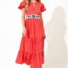 OLIPHANT V-Neck Maxi- Solid Coral