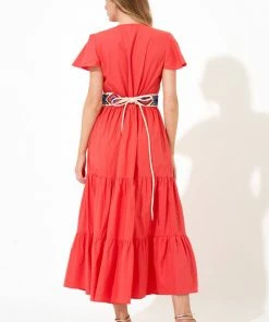 OLIPHANT V-Neck Maxi- Solid Coral
