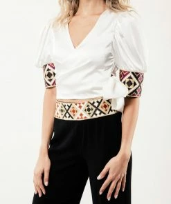 RosewaterHouse Tops Embroidered Del Blouse - Ivory